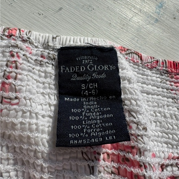 Y2K Faded Glory Paisley Tank Top Juniors S Smocked Pink White 2000s Cotton - Picture 3 of 8